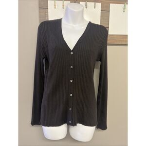 Banana Republic Silk Cashmere Brown Ribbed Button Down V-Neck Cardigan  Medium